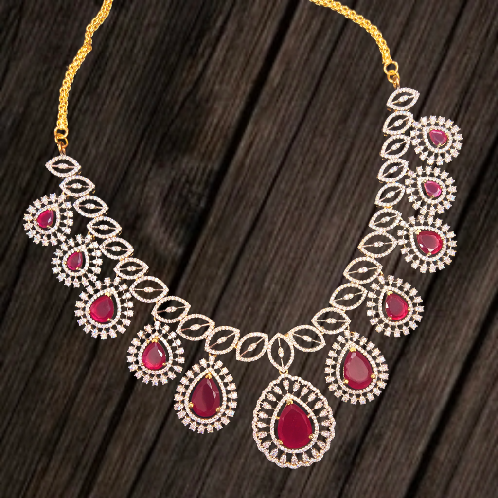 Fascinating American Diamond Necklace Set - Elegant Bridal Jewellery