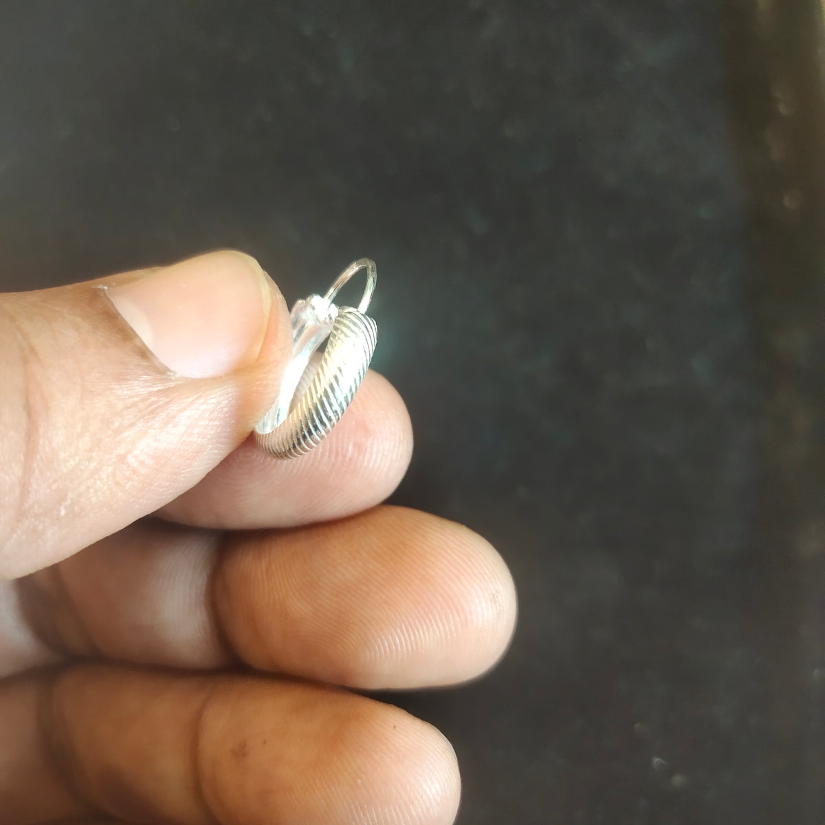 925 Sterling Silver Textured Hoop Earrings - Style 1