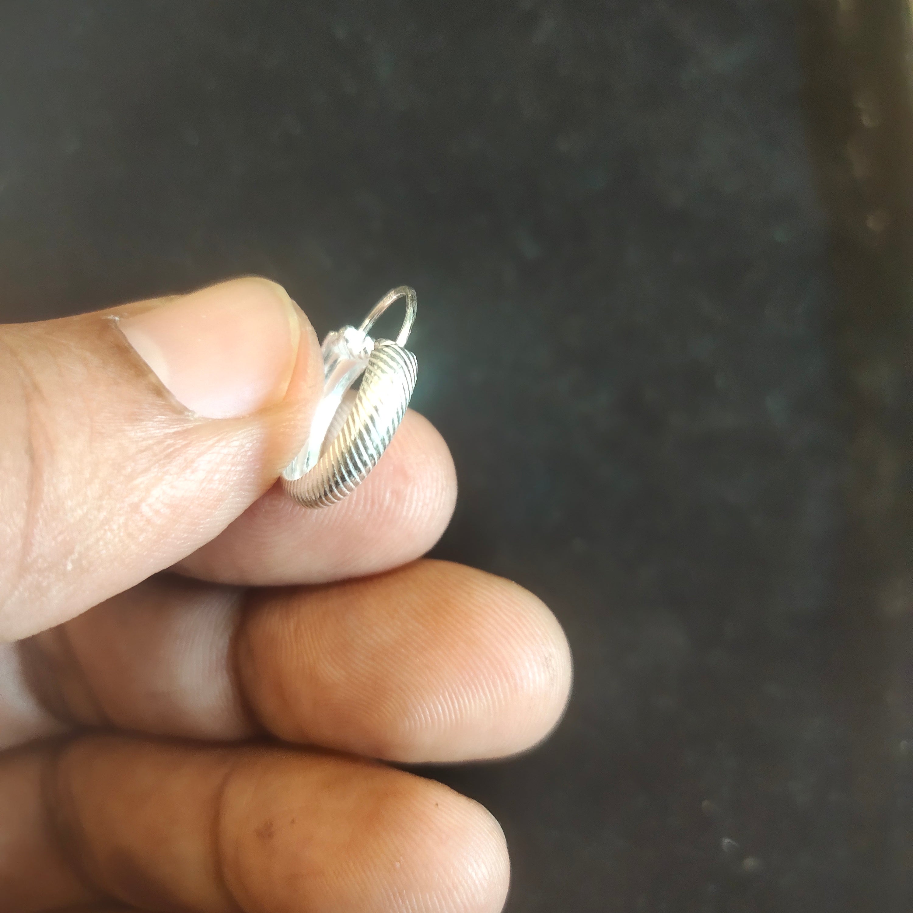 925 Sterling Silver Textured Hoop Earrings - Style 1