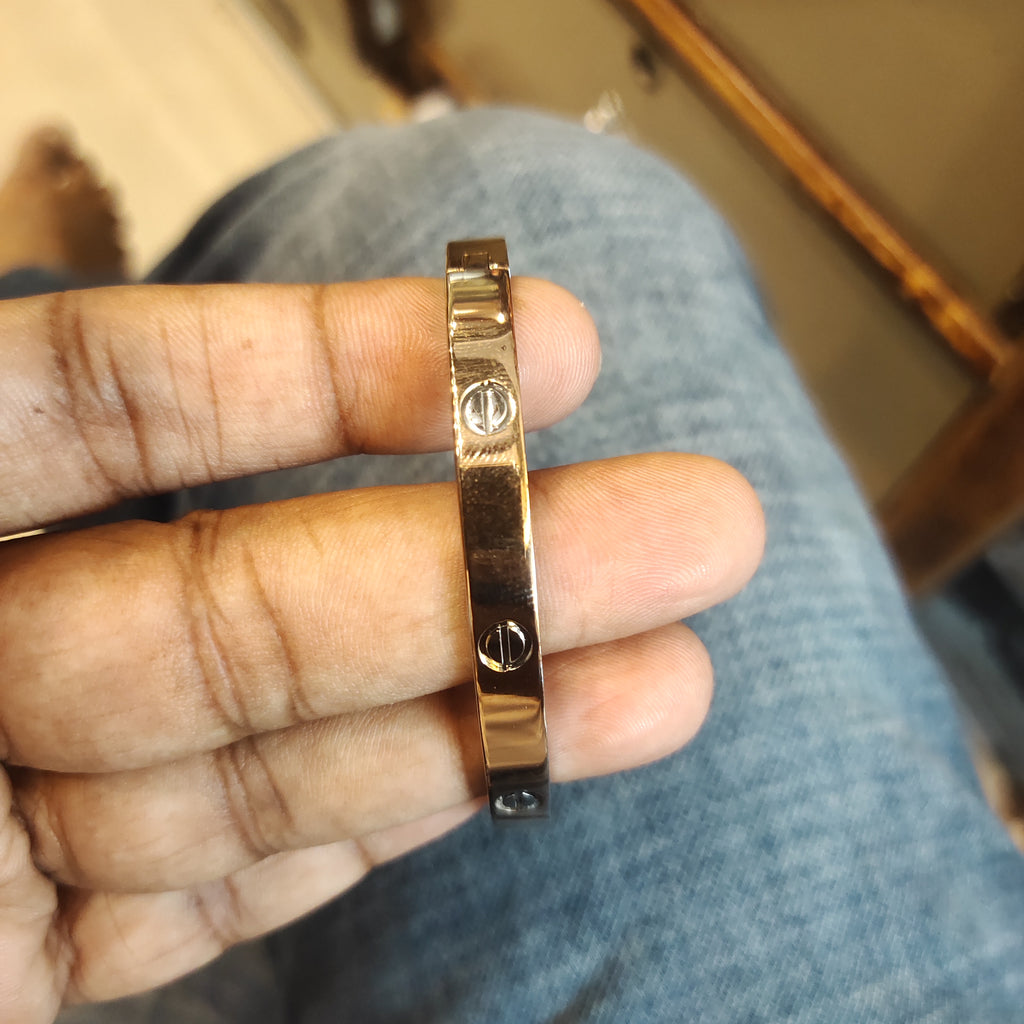925 Silver Love Bangle Bracelet (Cartier Style) - Gold & Rose Gold Plated - Unisex