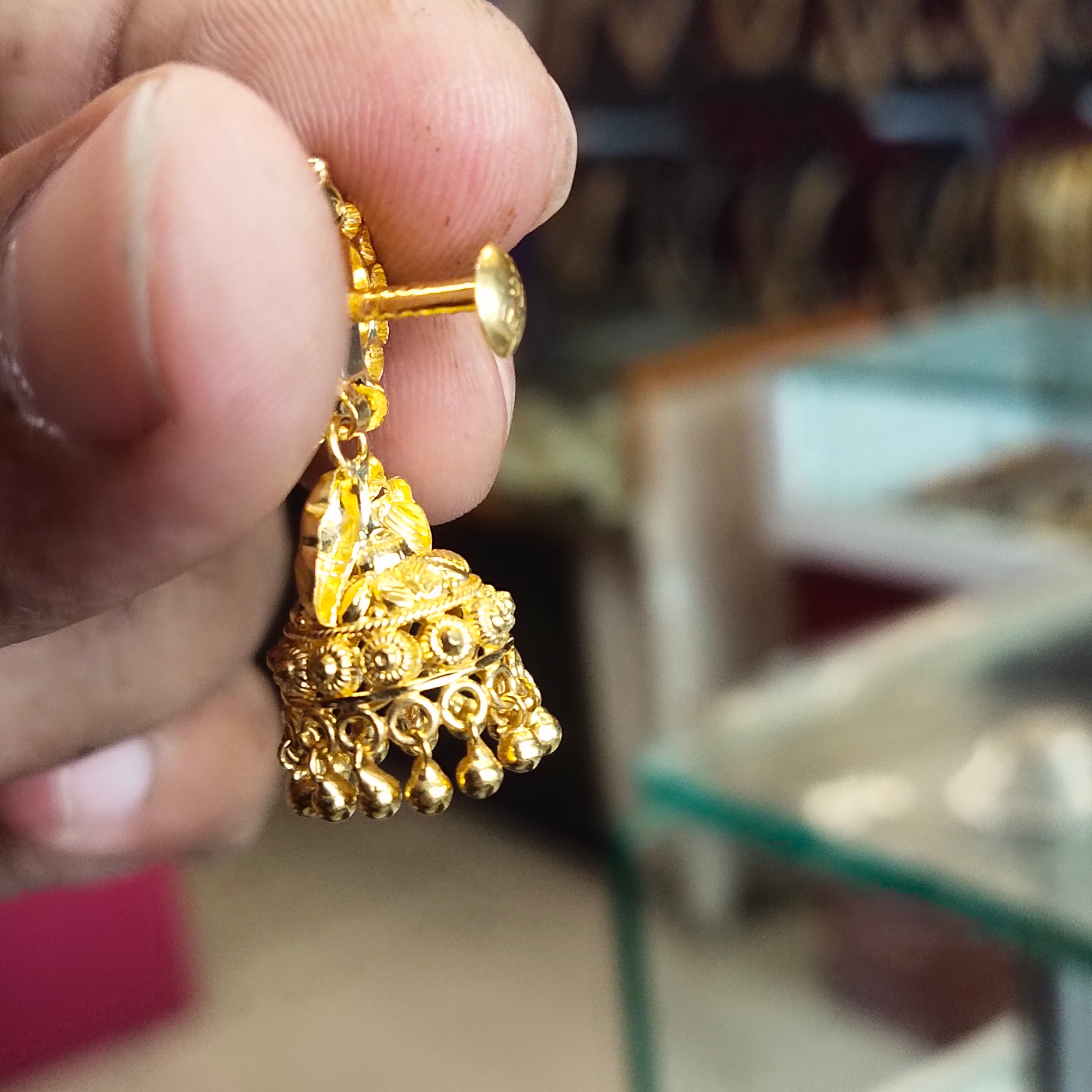 22kt Gold Jhumka Earrings - Handmade