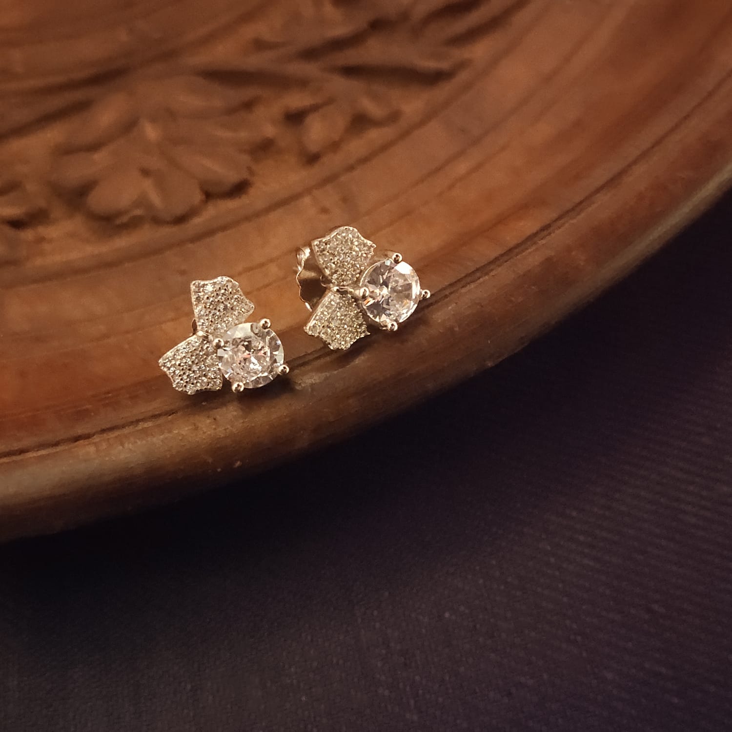 Stunning Sterling Silver American Diamond Stud Earrings - Elegant Design