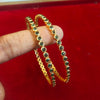 Gold Emerald Green Stone Bangles