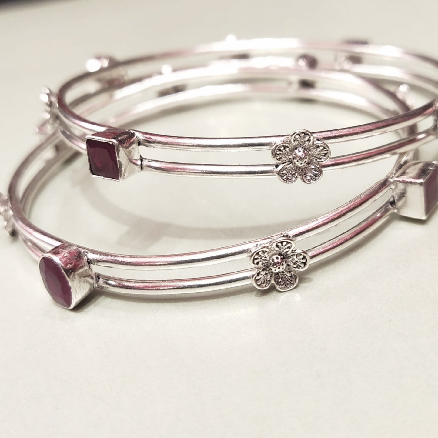 Dazzling Elegance: Adorn Your Wrists with Exquisite 92.5 Silver Ruby Bangles