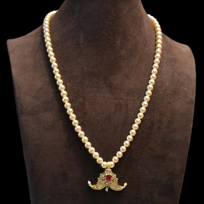 "Dazzle Your Little Star: Asp Fashion Jewellery Cz Puligoru Locket Featuring Pearls Necklace for Kids"