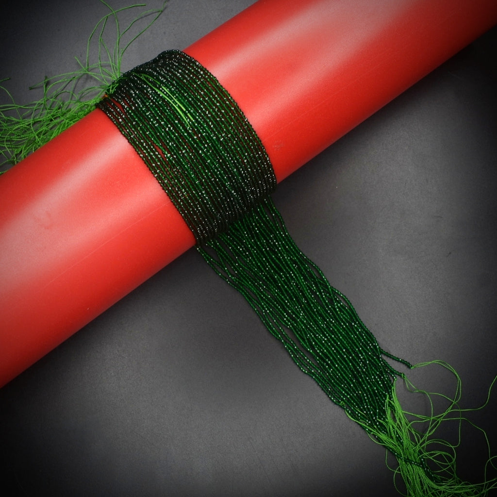 Dark Green Spinel Beads 2mm - Natural Semi-Precious Gemstone Strands