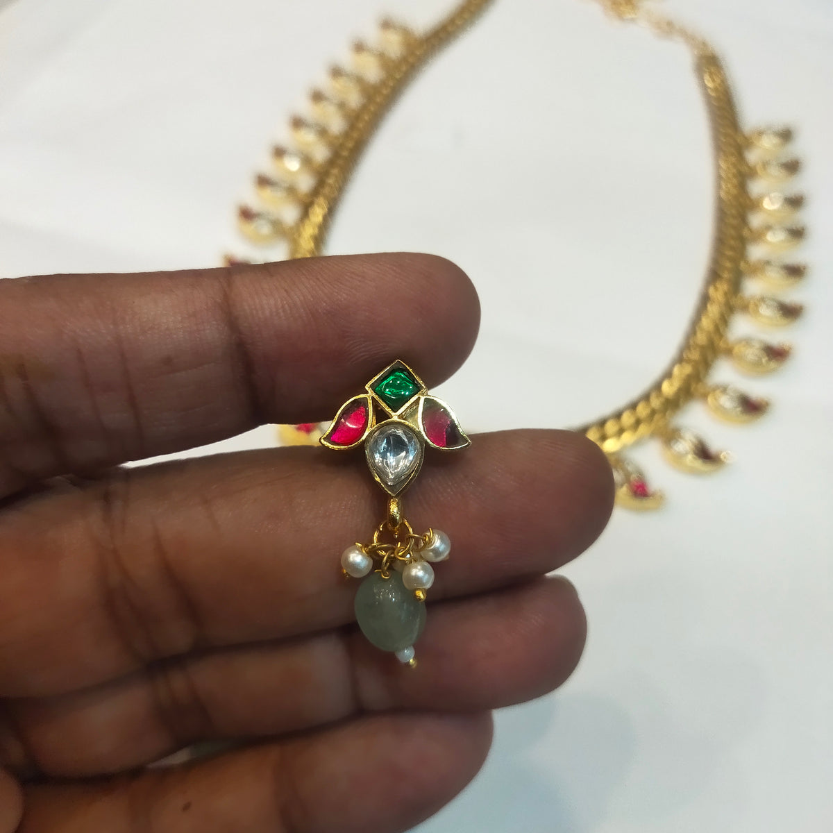 Asp 24 K Gold Plated Jadau Kundan Mango Jalebi Necklace