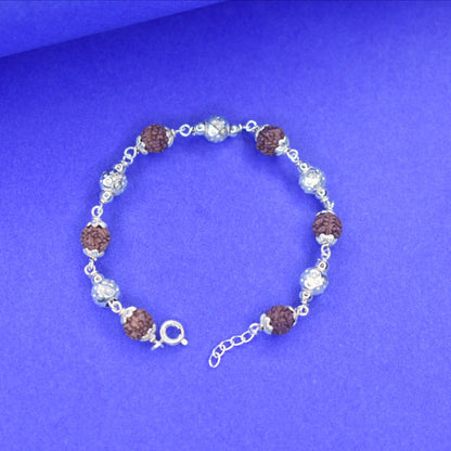 "Embrace Spiritual Strength: 92.5 Silver Rudraksha Bracelet - A Sacred Companion for Mindfulness"