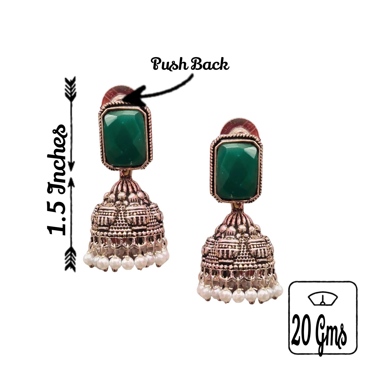 Handcrafted Oxidized Silver Jhumka - Traditional Alloy Earrings