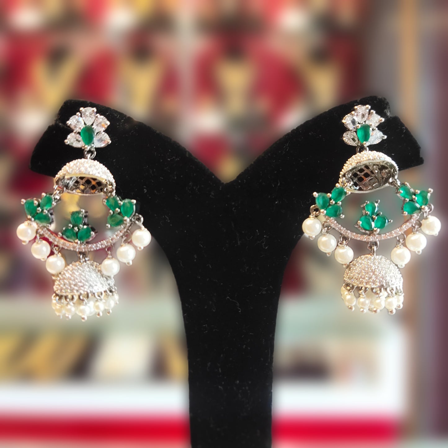 "Regal Elegance: Discover the Timeless Beauty of Asp Fashion Jewellery's Designer Victorian American Diamond Chandbali Earrings!"