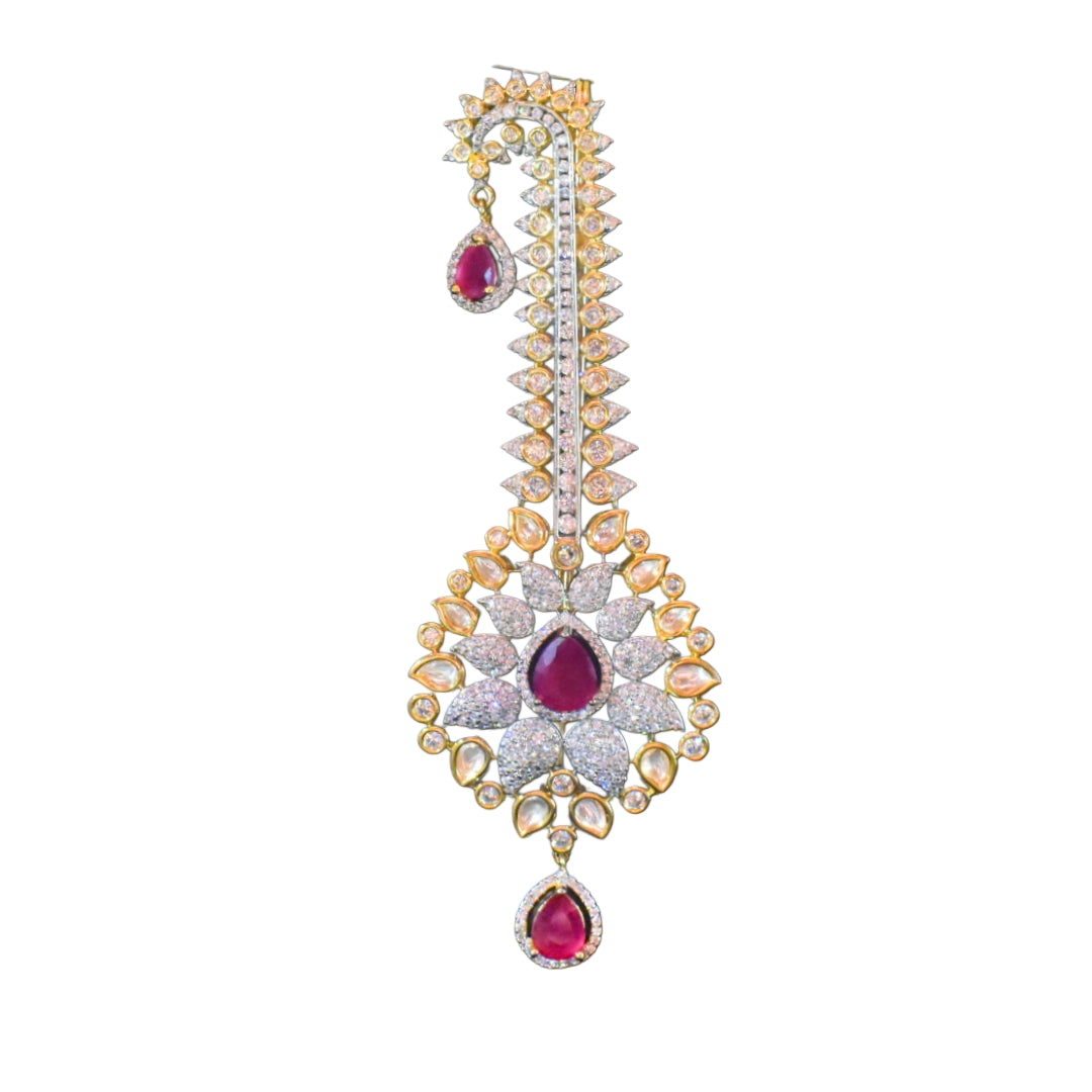 Premium Zircon Kundan Kalangi for Groom Turban - Two Tone Gold & Rhodium