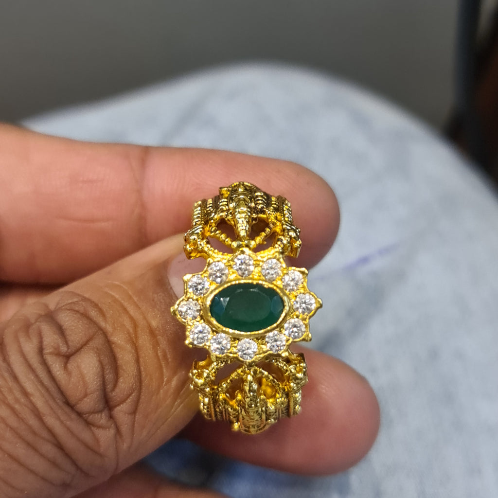 92.5 Silver Gold-Plated Tirupati Balaji Ring