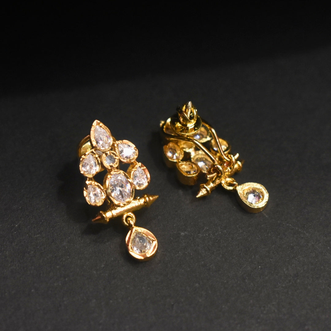 24K Gold Plated Zircon Stud Earrings - Premium Sparkle Design