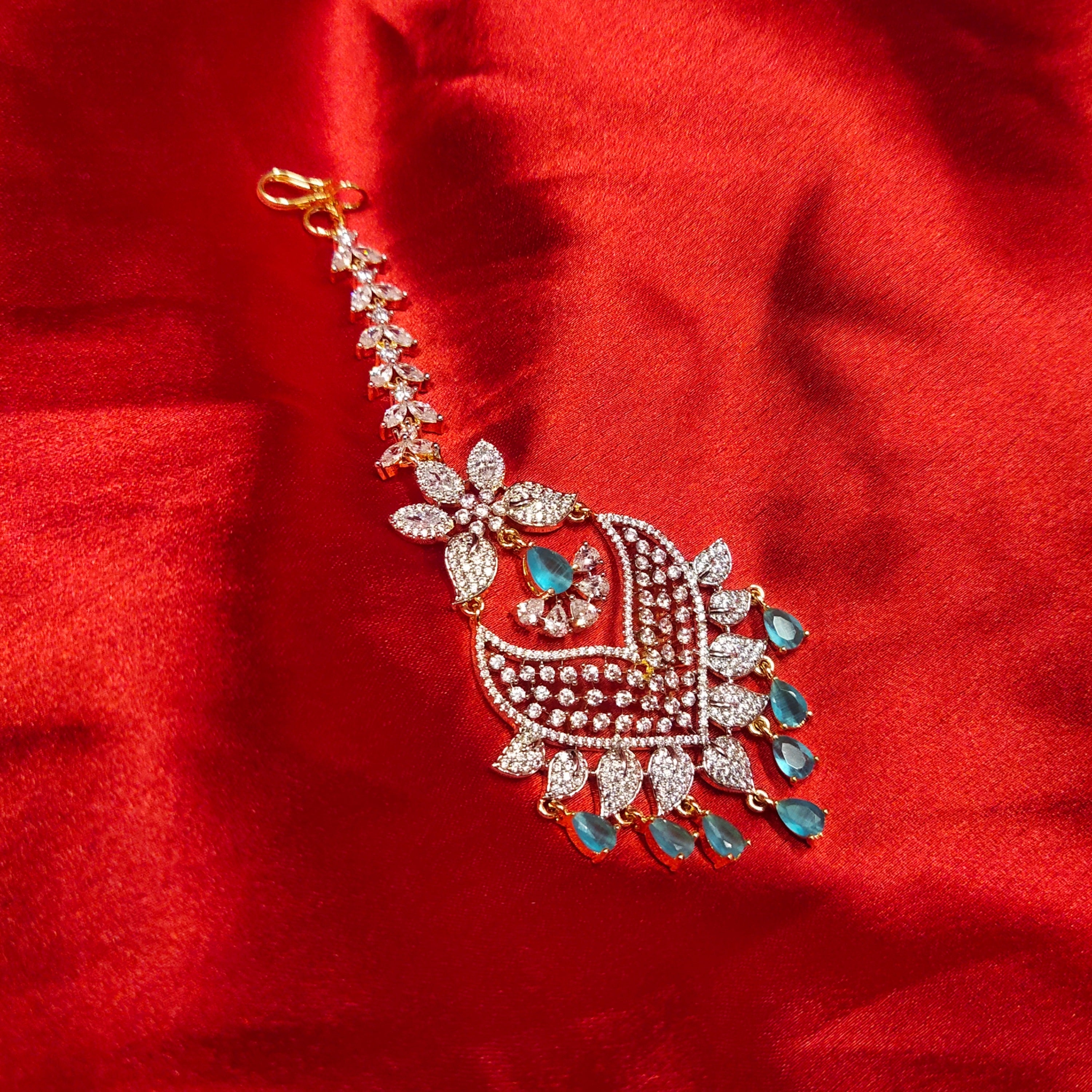 Radiate Elegance American Diamond Maang Tikka - Exquisite Bridal Collection Design 1