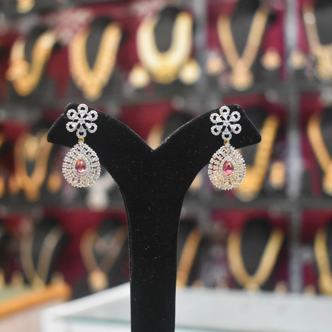 Asp Rhodium-Gold Zircon Drop Earrings