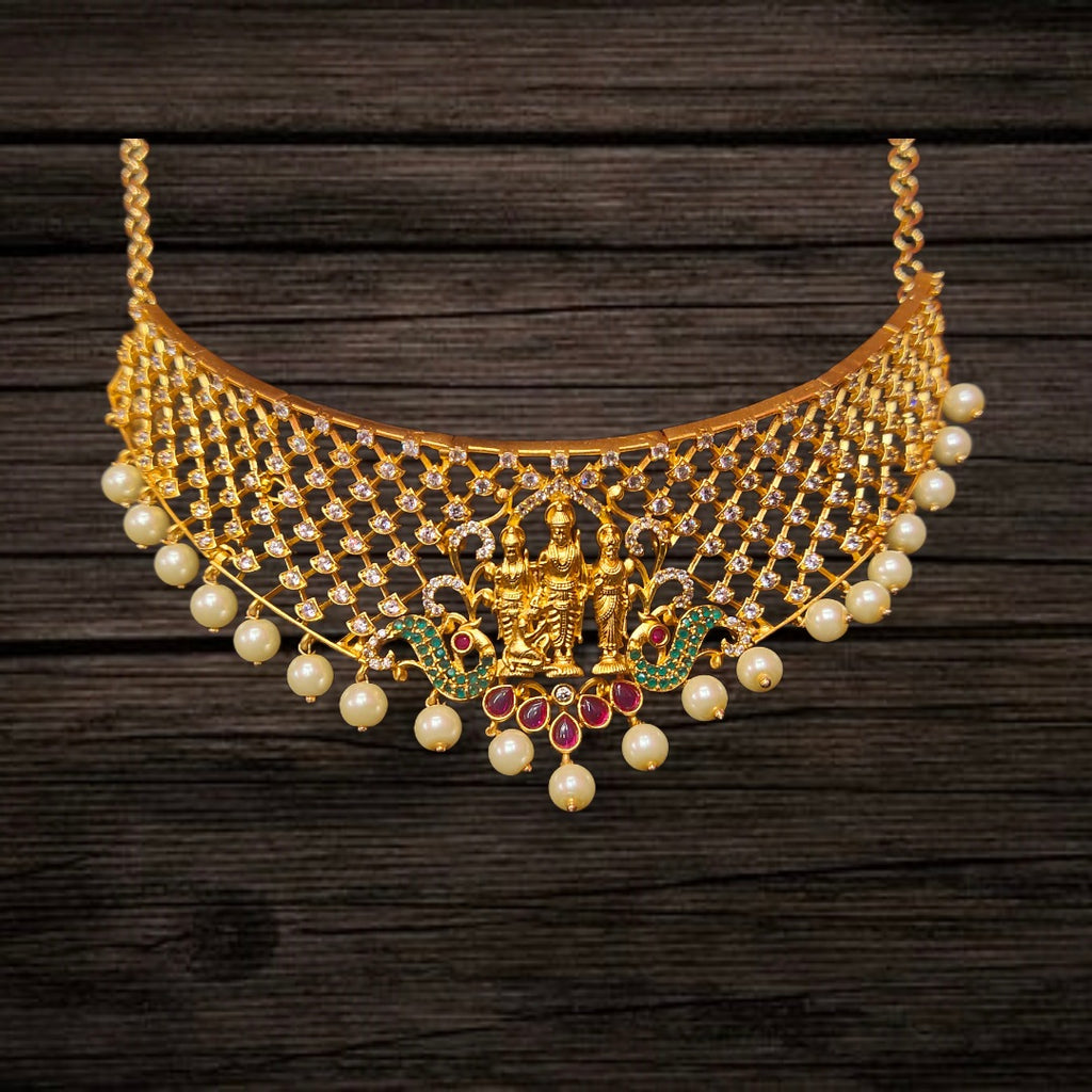 Asp Fashion Jewellery Cz Ram Parivar Matte Choker Set