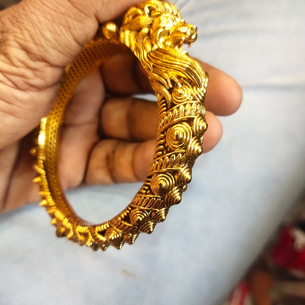 Asp 925 Silver Gold Plated Nagas Simha Kada for Men