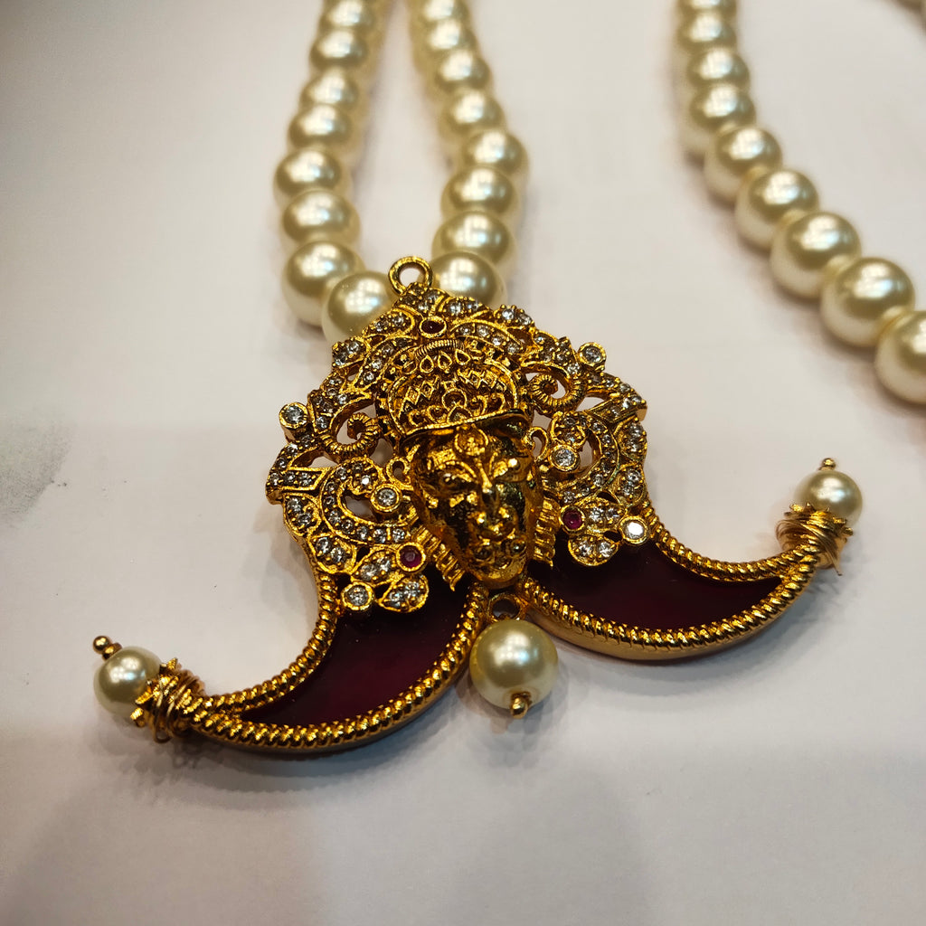 Elegant Puligoru Pendant Mala - Premium Groom Wedding Jewelry with CZ & Pearls