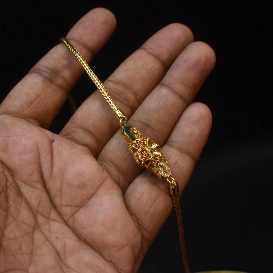 925 Sterling Silver 24K Gold Plated Thali Bottu Mangalsutra Chain - 24 Inches