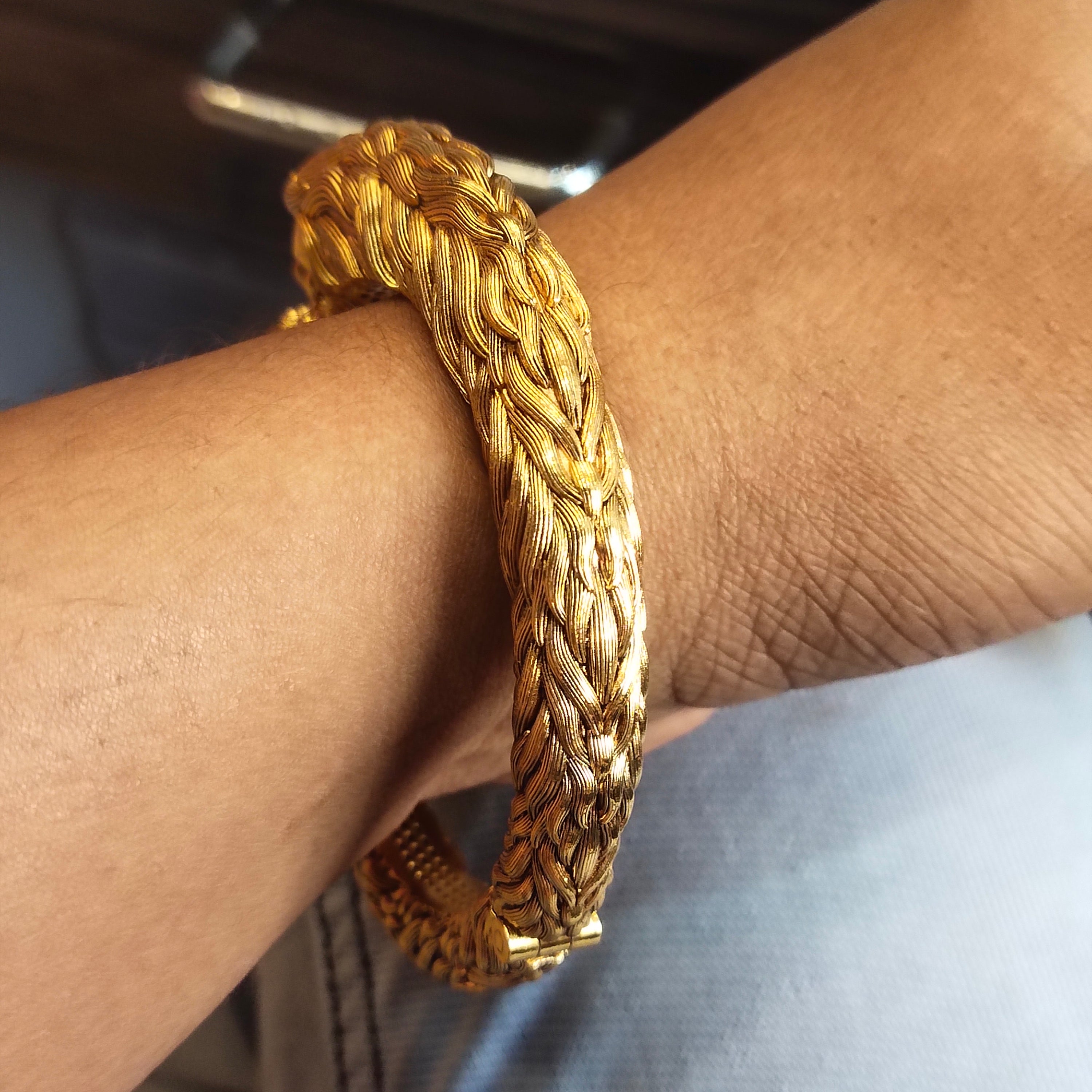 Asp 925 Silver Gold Plated Nagas Simha Kada for Men