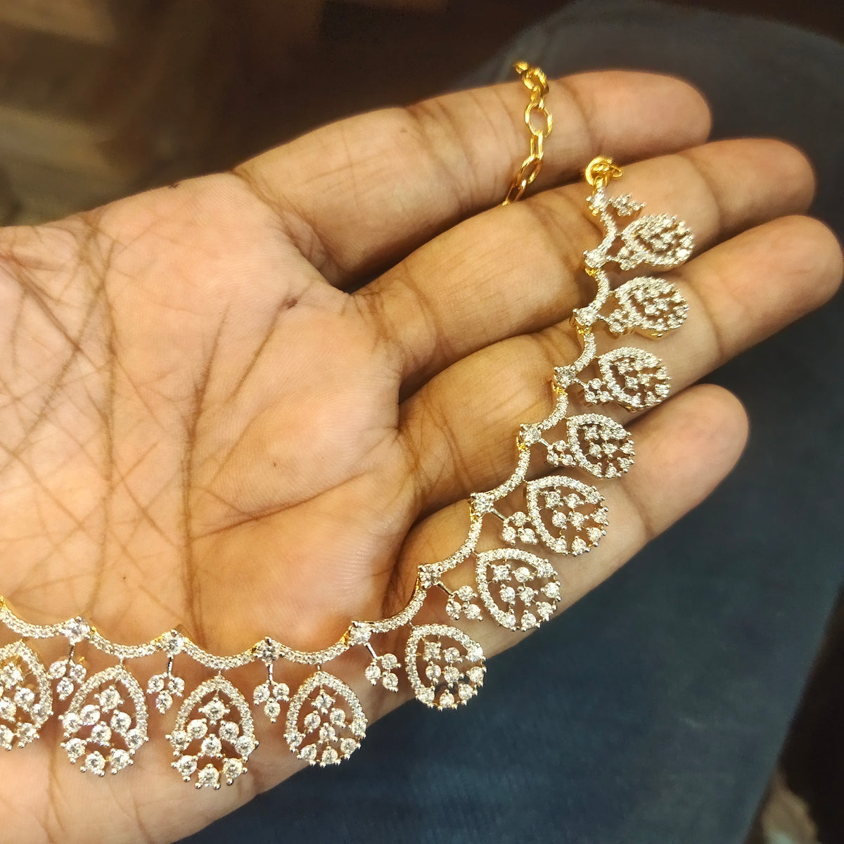 Rhodium-Gold White Zircon Necklace Set - Premium Quality