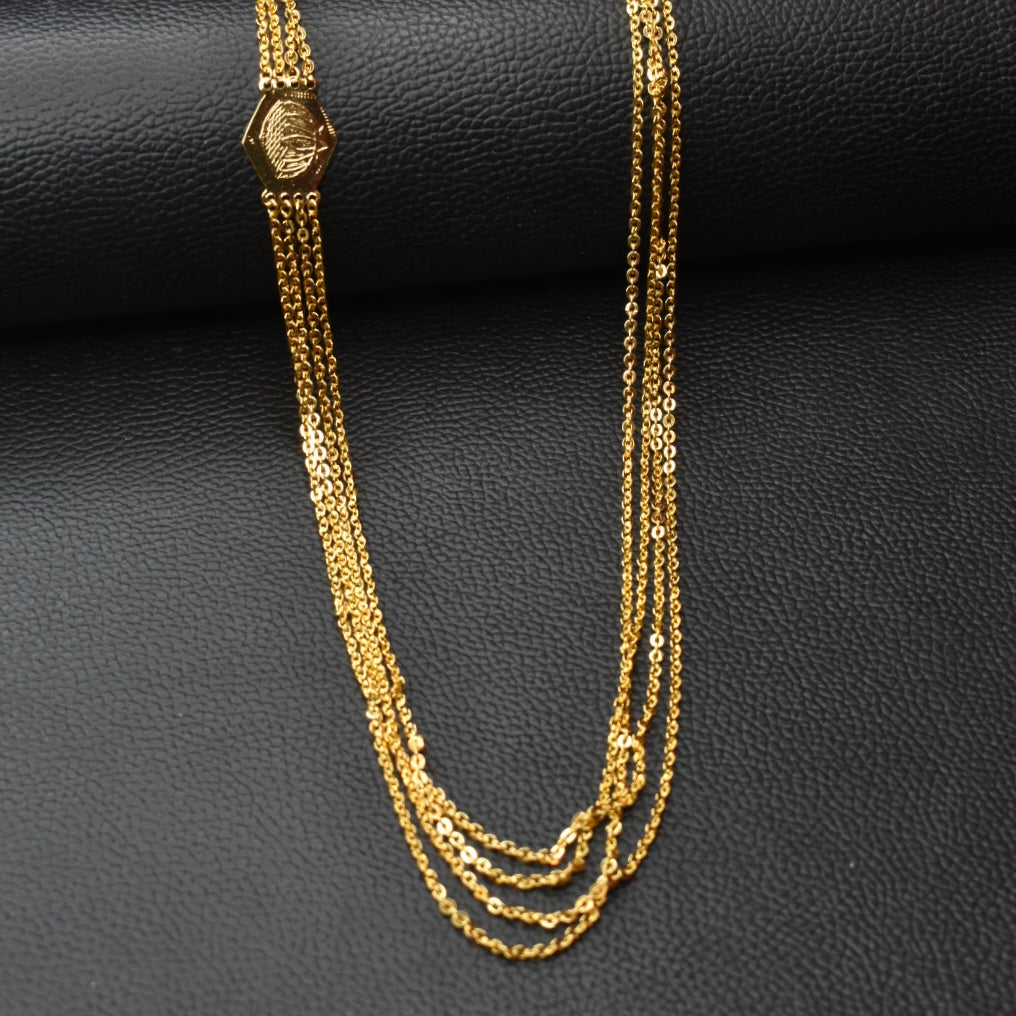 24K Gold-Plated Chandraharam Chain - 26 Inch South Indian Traditional