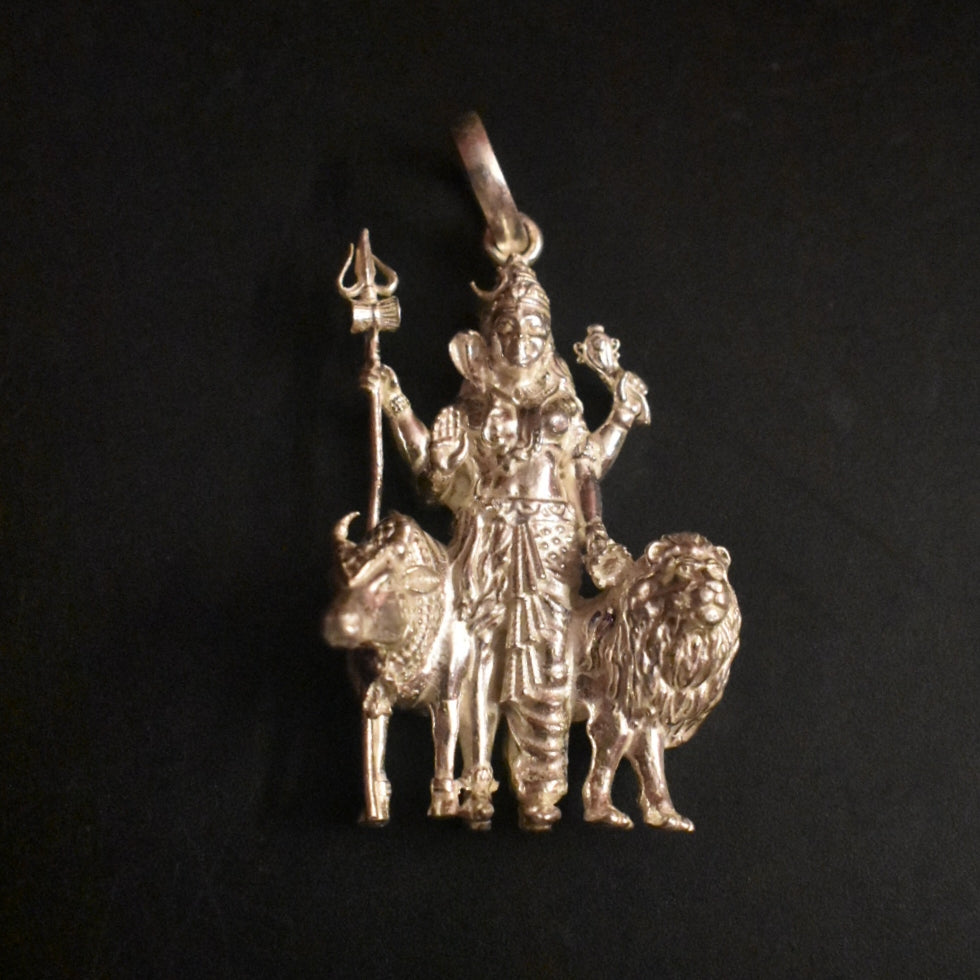 Handmade 92.5 Sterling Silver Hindu God Shiva And Shakti Ardhnarishwar Pendent