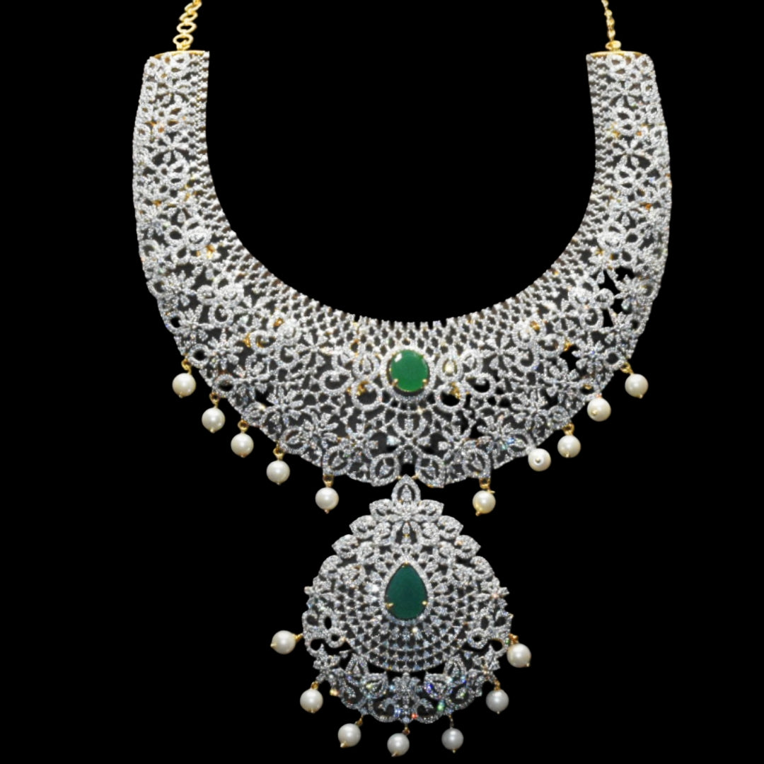 "Shine Bright: The Stunning Gj Polished American Diamond Necklace by ASP Fashion Jewellery"