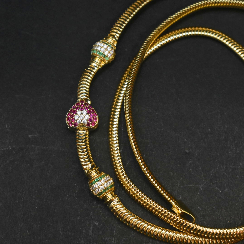 925 Sterling Silver 24K Gold Plated Thali Bottu Mangalsutra Chain with Zircon Brooch - 24 Inches