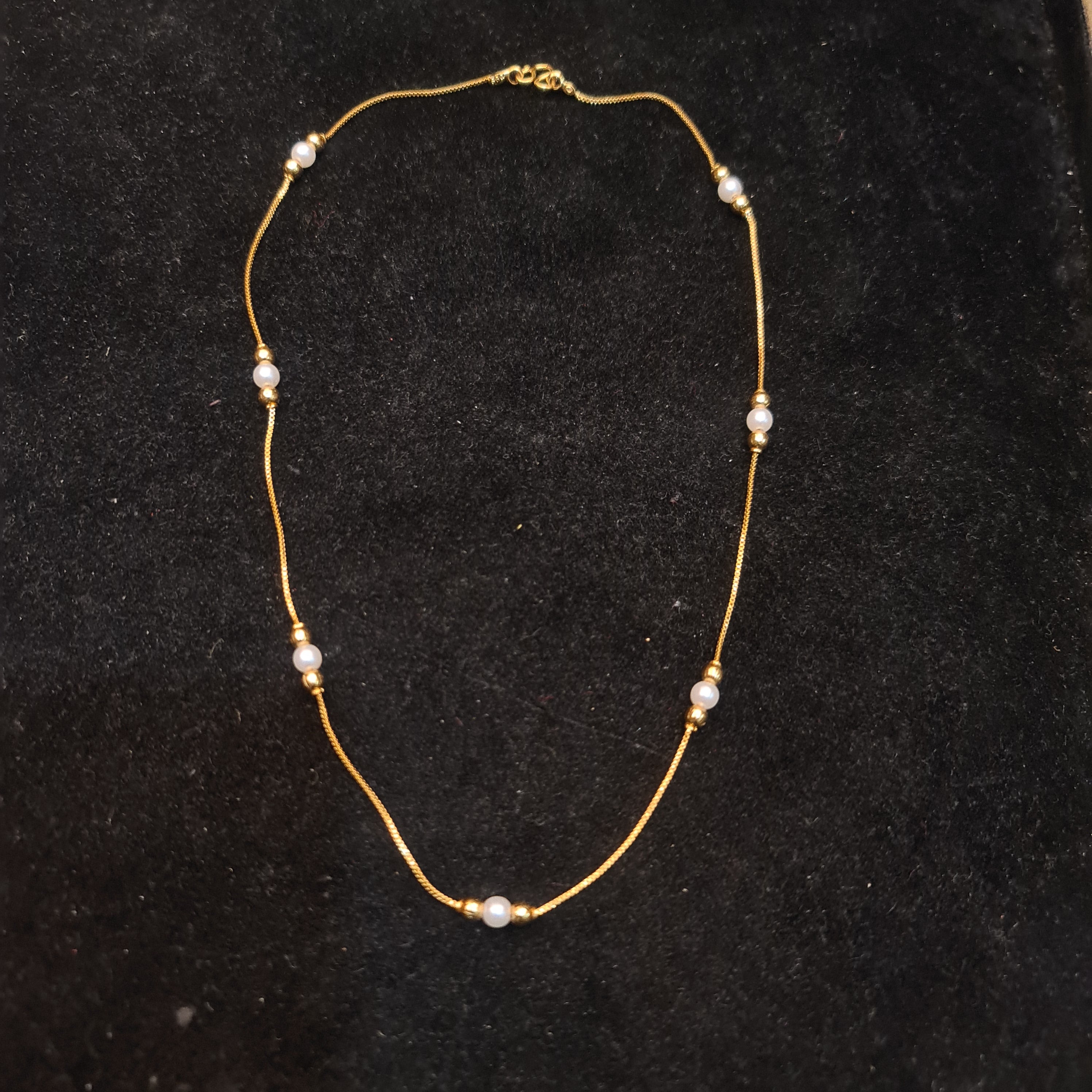 Gold Chain Pearl Necklace - 18 Inches