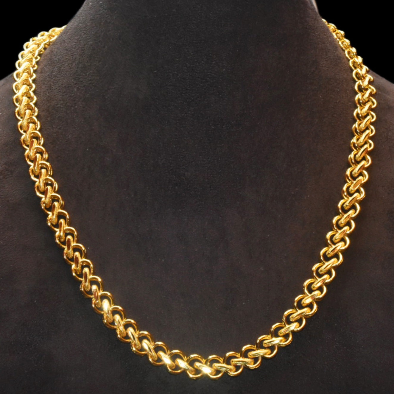 24 Inch 24K Gold Plated Chain for Men - 86g Premium Brass Silver Necklace