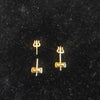18K Gold Trishul + Om Helix Earring