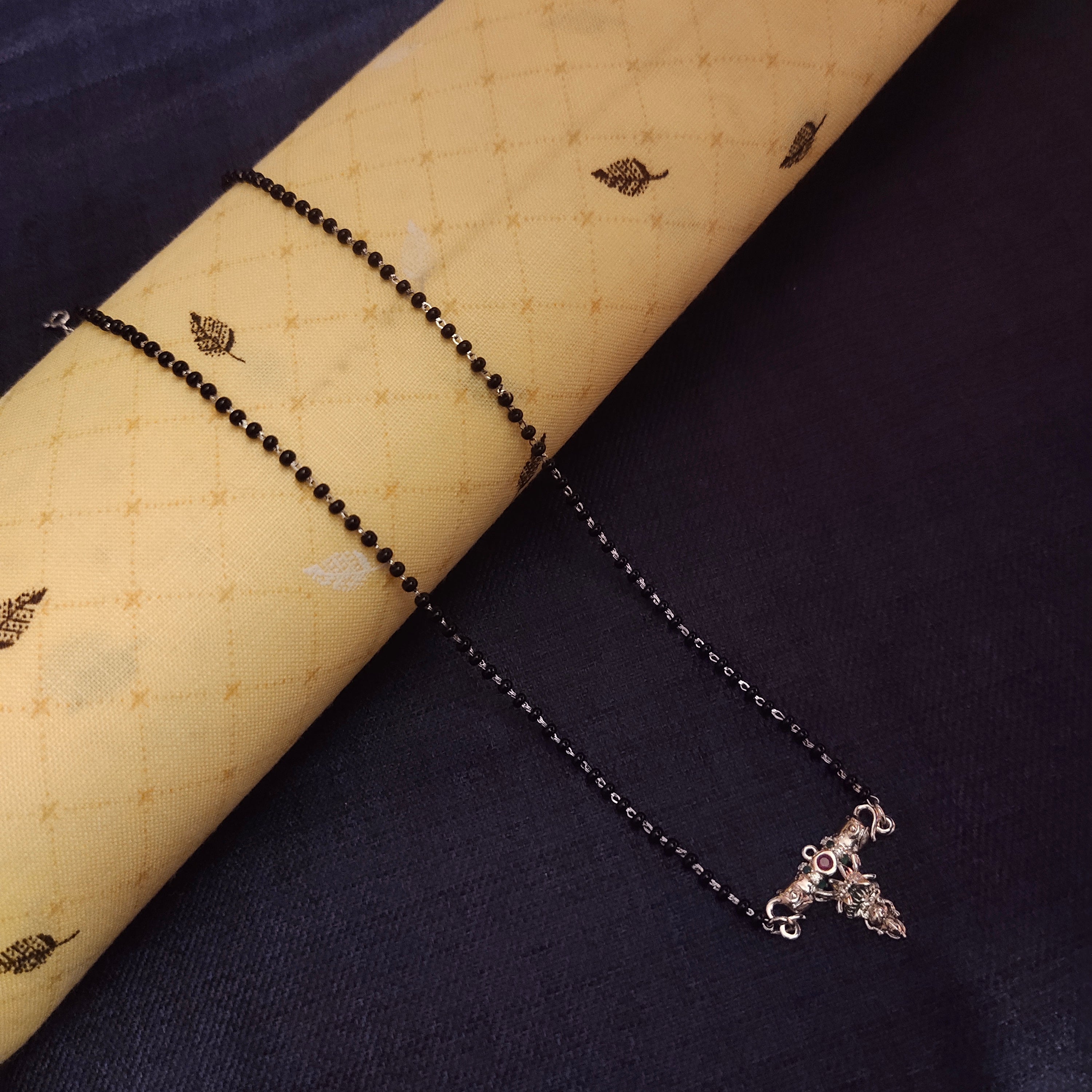 925 Sterling Silver Mangalsutra Necklace with Black Beads - Elegance Elevated