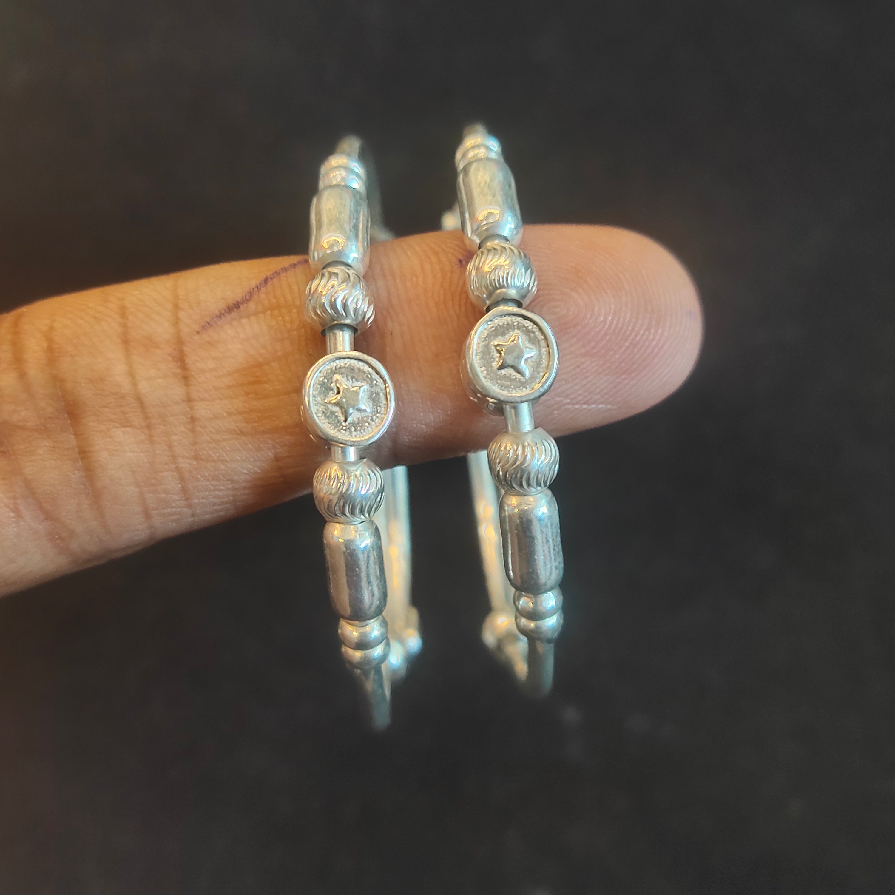 925 Silver Star Coin Bangle Pair for Kids