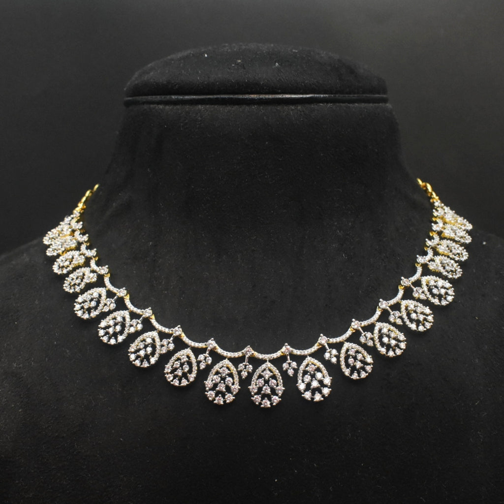 Rhodium-Gold White Zircon Necklace Set - Premium Quality