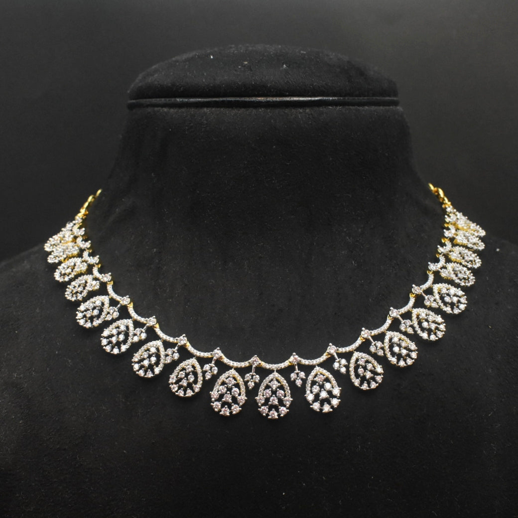 Rhodium-Gold White Zircon Necklace Set - Premium Quality