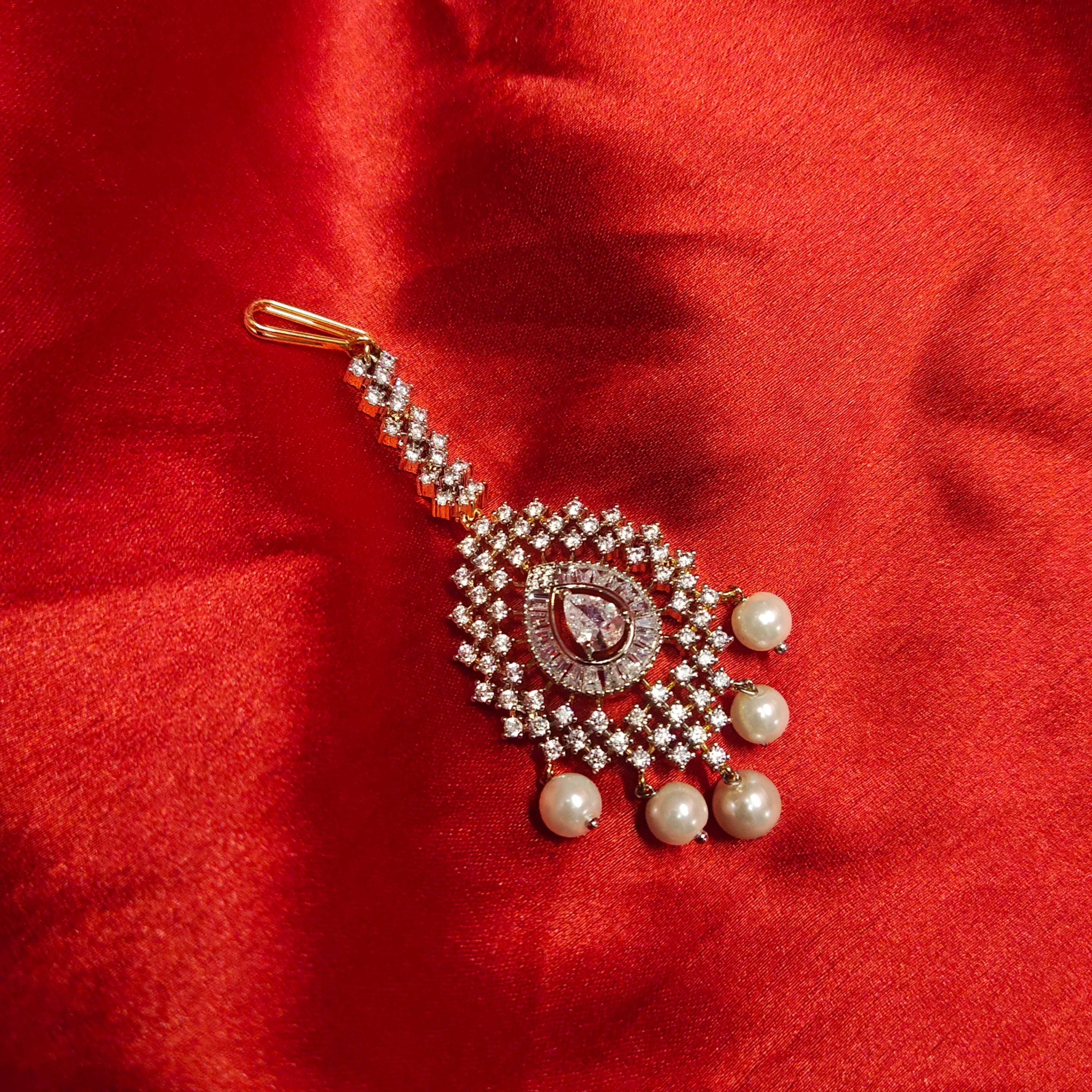 Illuminate Your Beauty American Diamond Maang Tikka - Exclusive Elegant Bridal Jewelry