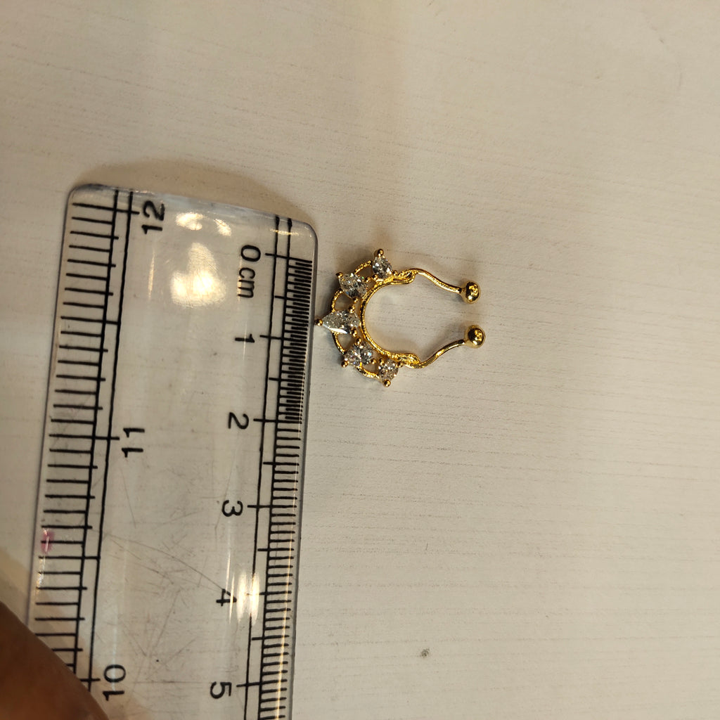 925 Sterling Silver Septum Nose Pin - 24K Gold Plated