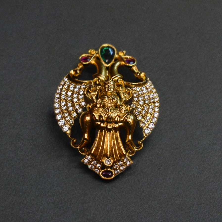 Handcrafted Antique CZ Saree Pin - Traditional Sari Brooch | Asp Fashion
