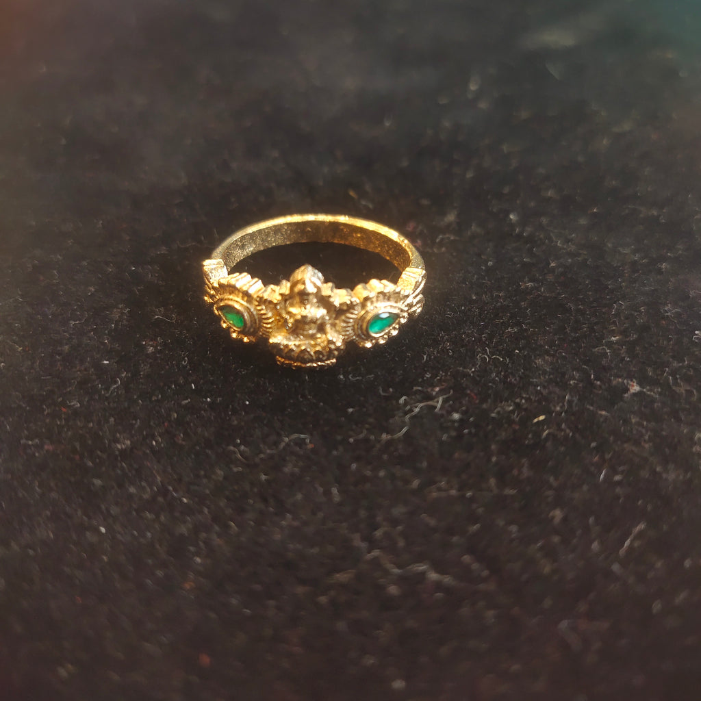 Panchaloha Emerald Goddess Lakshmi Ring