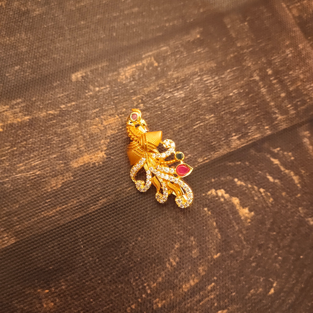 Zircon Peacock Saree Pin - Designer Indian Brooch | Asp Fashion Jewellery