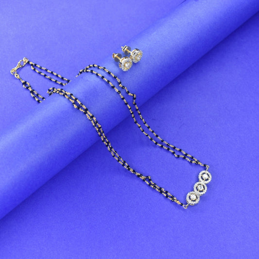 "Black Beauty: Elevate Your Style with an American Diamond Mangalsutra Chain"