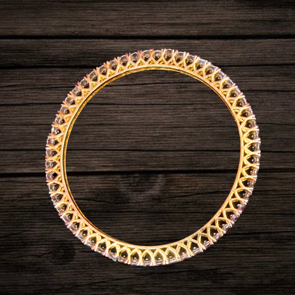 American Diamond Bangles - Glamorous 24K Gold Plated Bangles Set