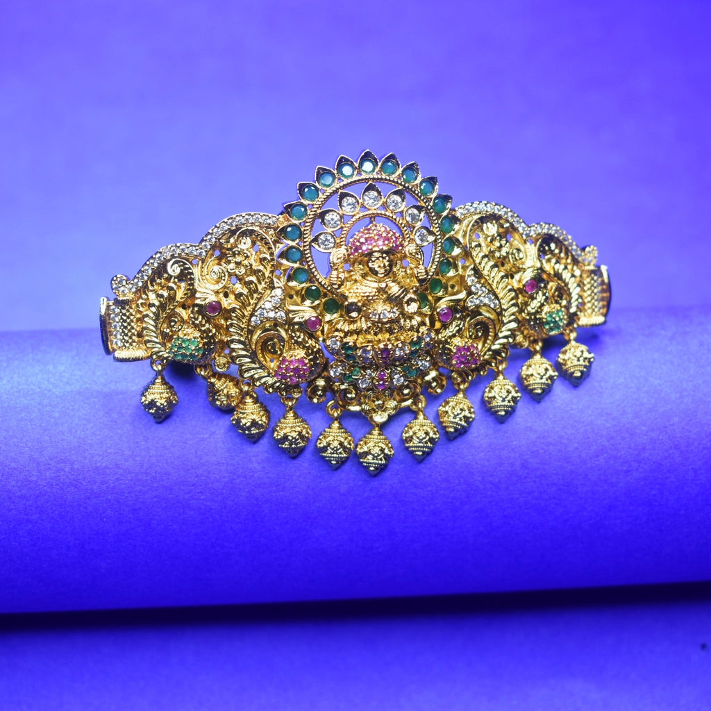 Antique Lakshmi CZ Hair Clip - Goddess Laxmi Temple Jewellery