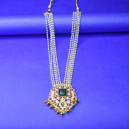 "Shimmer & Shine: Elegant Kemp Pendent Set with Luxurious Pearl Strings Necklace by Asp Fashion Jewellery"