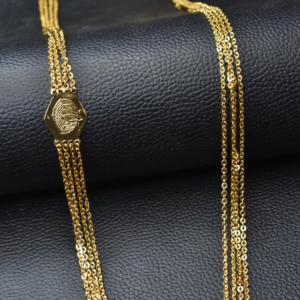 "Gleaming Grace: Stunning 24K Gold-Plated Chandraharam Jewelry for Stylish South Indian Queens"