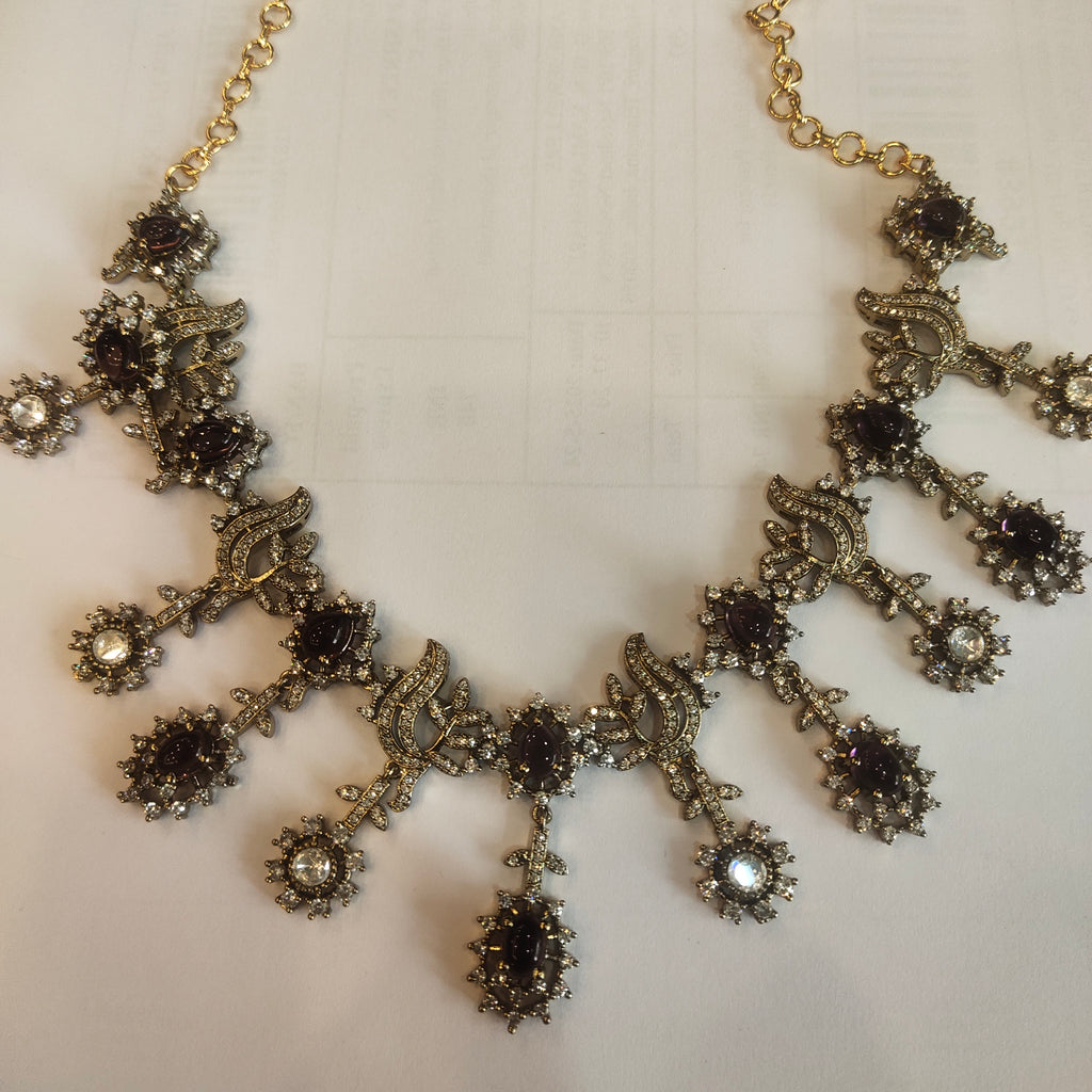 Asp Victorian Purple Zircon Bridal Necklace Set