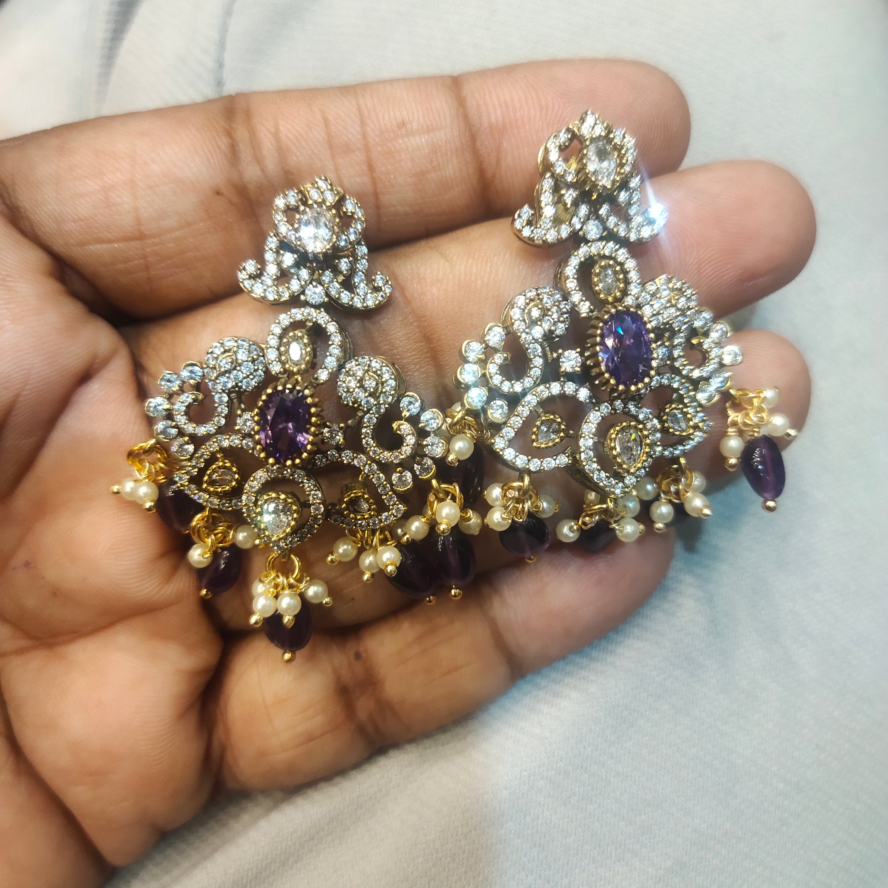 Exquisite Asp Purple Victorian Zircon Necklace Set for a Timeless Look