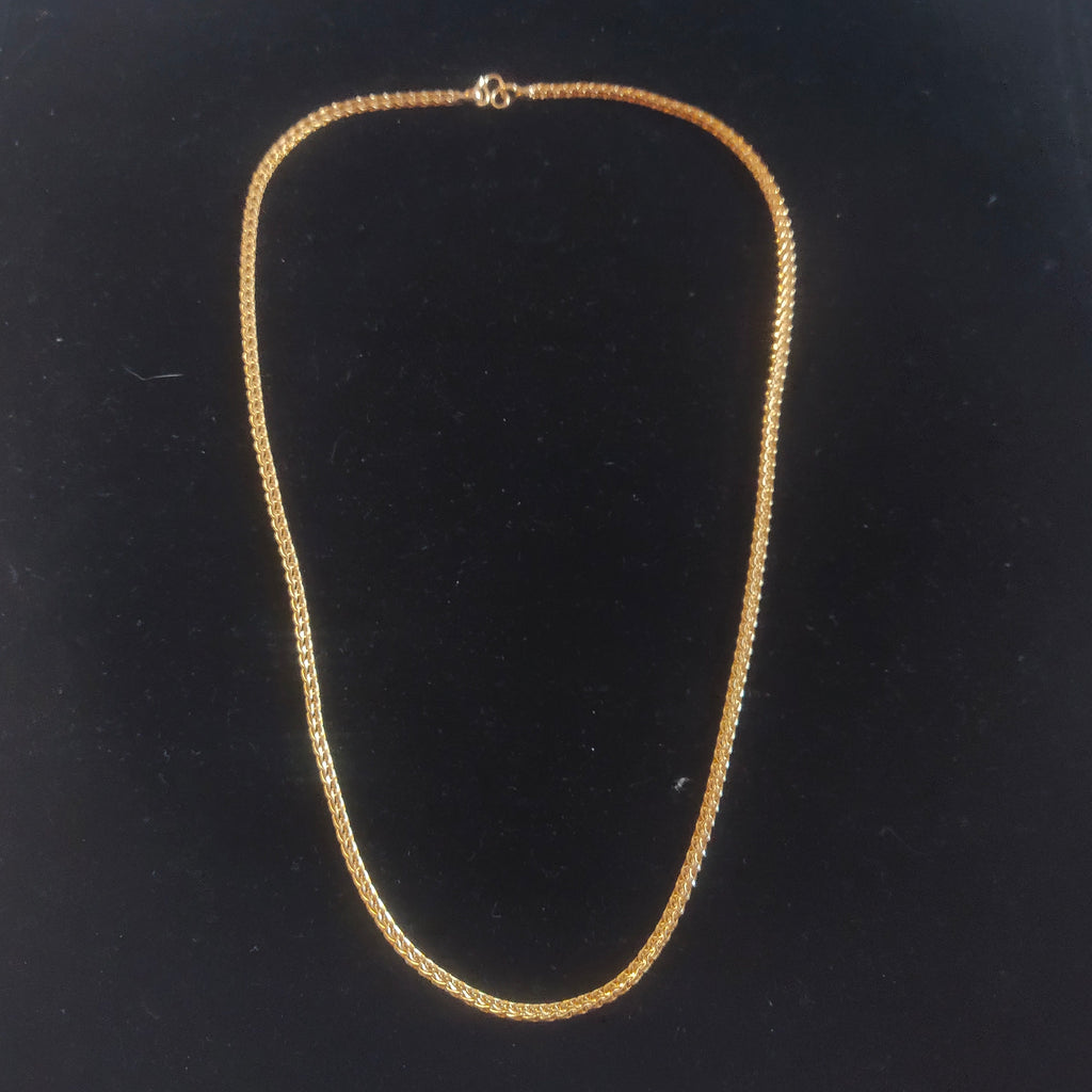 24K Gold Plated Wheat Chain Necklace for Women – 24 Inch