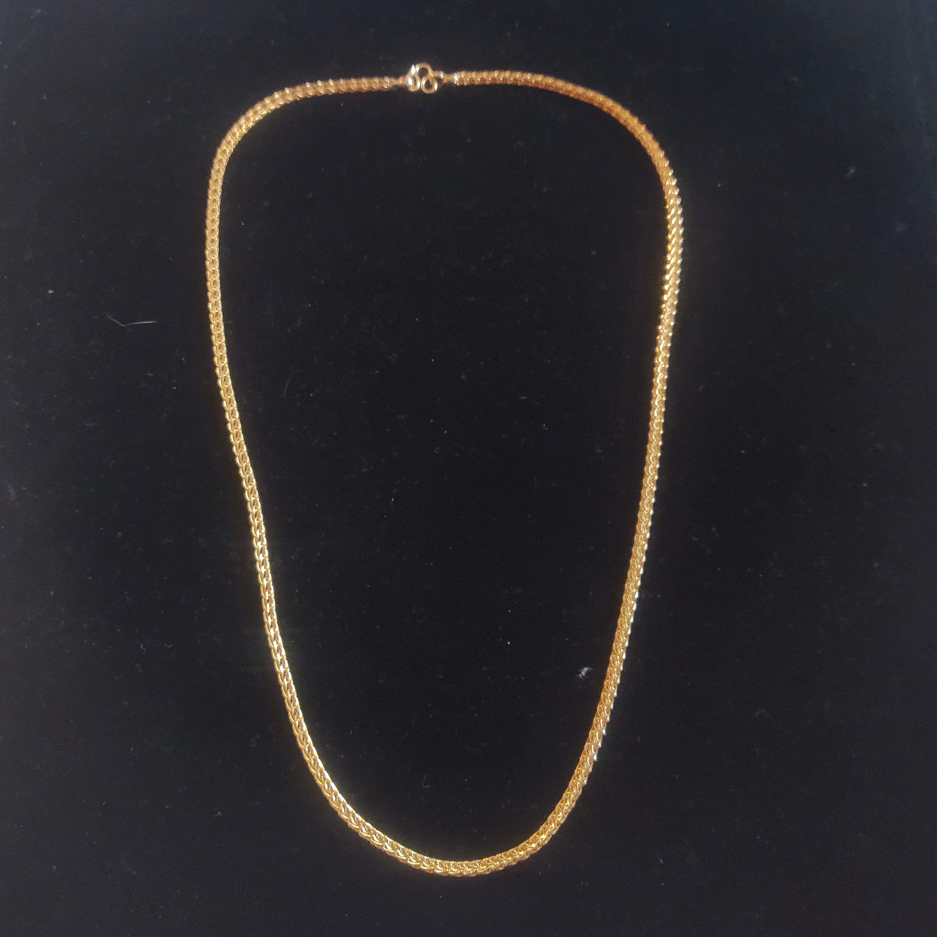 24K Gold Plated Wheat Chain Necklace for Women – 24 Inch